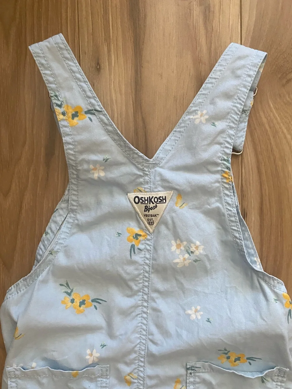 OshKosh B'gosh Blue Floral Shortalls Overalls Size 3T